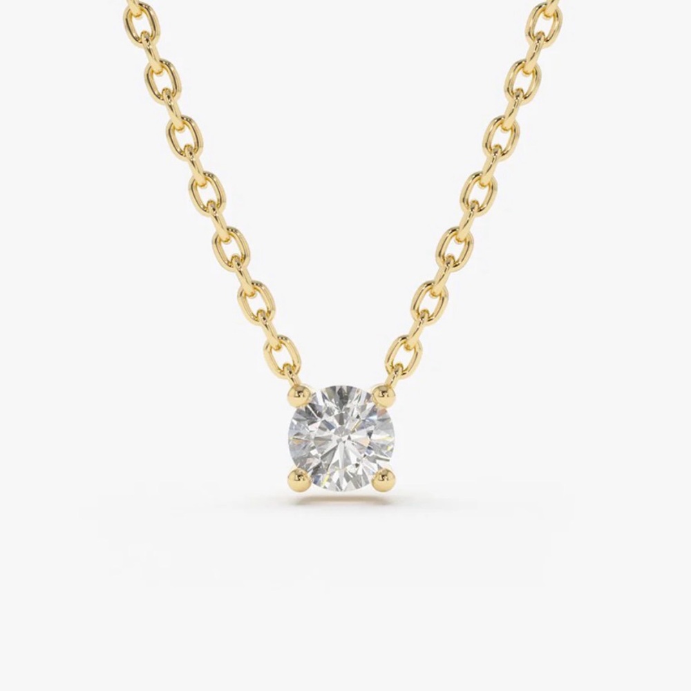 Ferko’s 14K Gold Prong Setting Diamond Solitaire Necklace - Yellow Gold 18in